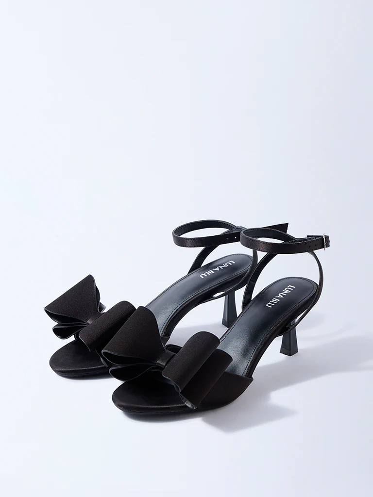 LUNA BLU Black Bow-Detailed Heel Sandals - Image 2