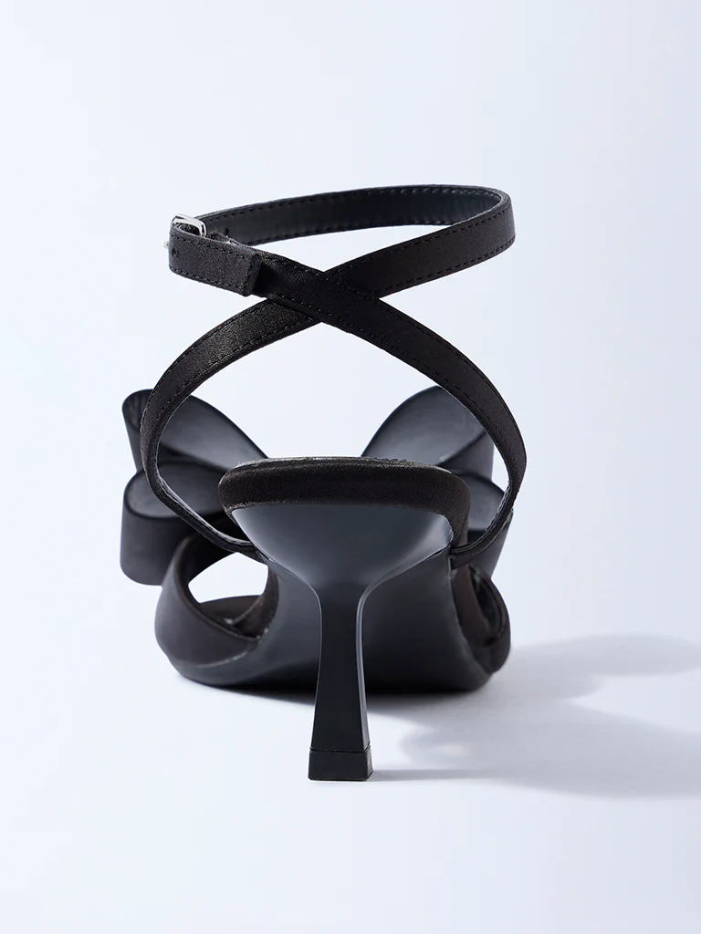 LUNA BLU Black Bow-Detailed Heel Sandals - Image 3