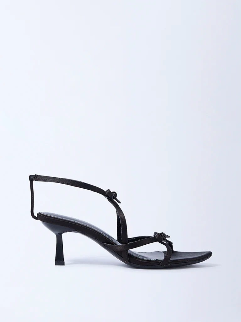 LUNA BLU Black Bow-Detailed Stiletto Heel Sandals - Image 2