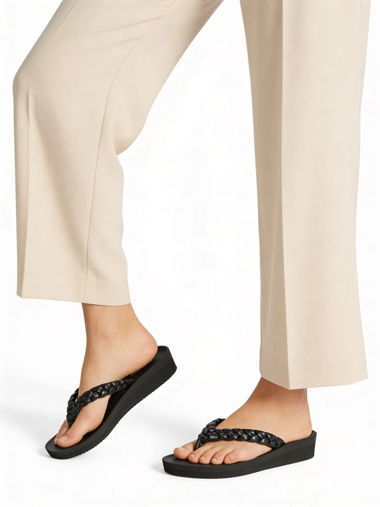 LUNA BLU Black Braided Comfort Flip-Flops - Image 2