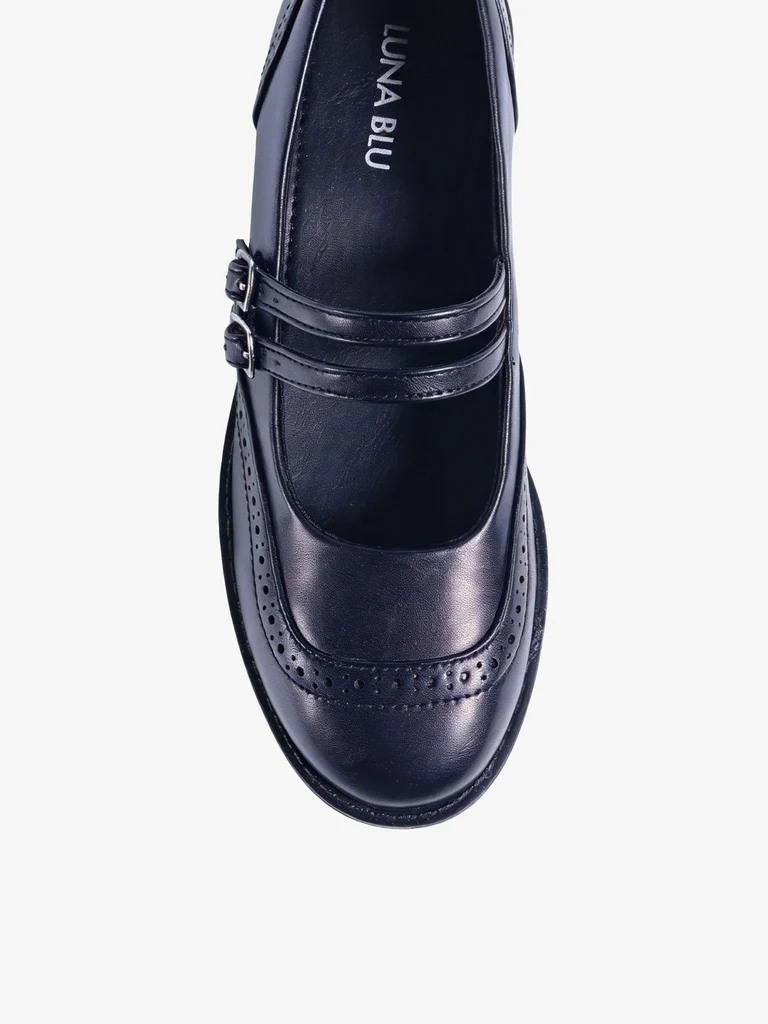 LUNA BLU Black Brogue Detail Mary Jane Shoes - Image 2