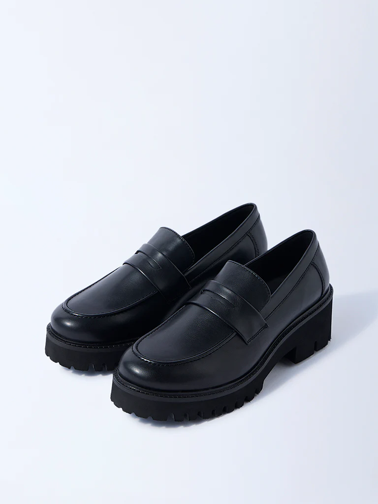 LUNA BLU Black Chunky Loafers - Image 3