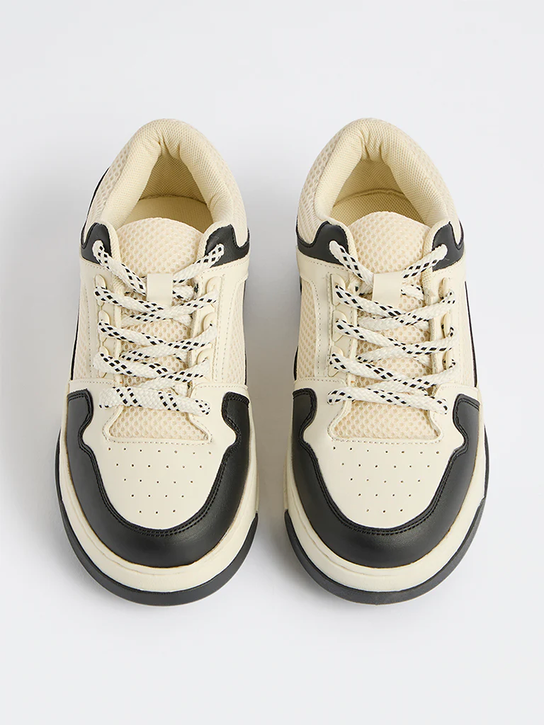 LUNA BLU Black Colour-Blocked Lace-Up Sneakers - Image 3