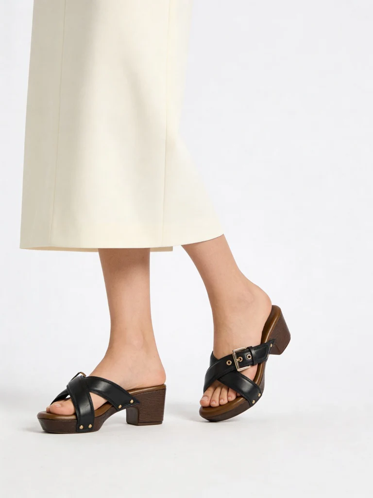 LUNA BLU Black Criss-Cross Strap Heel Sandals