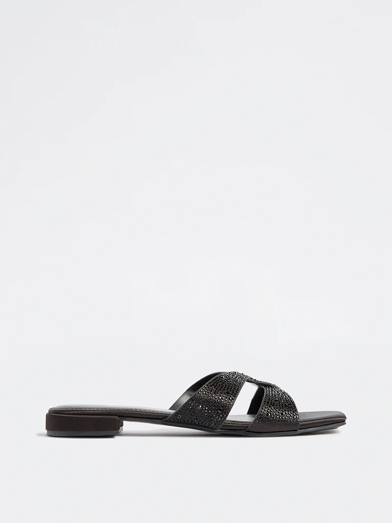LUNA BLU Black Embellished Sandals - Image 2
