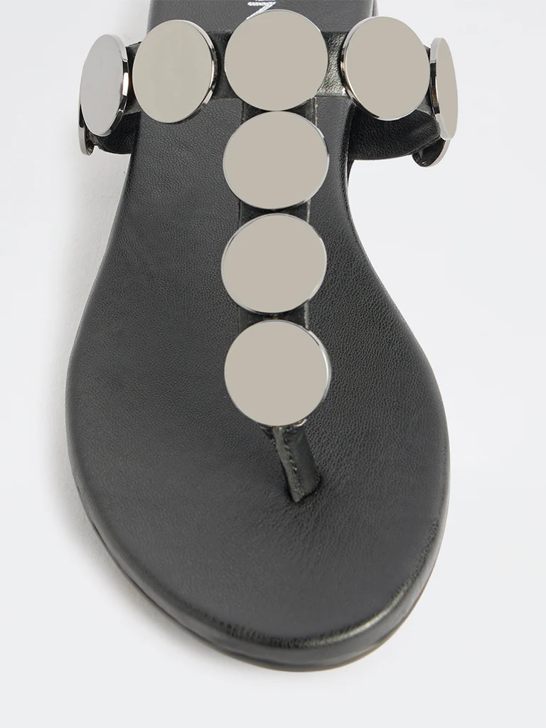 LUNA BLU Black Embellished Thong-Strap Sandals - Image 4