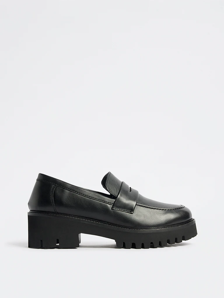 LUNA BLU Black Faux Leather Penny Loafers - Image 2