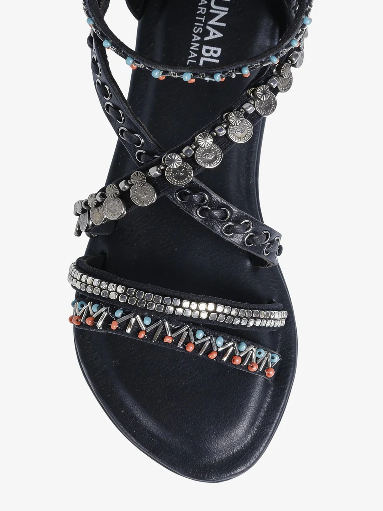 LUNA BLU Black Gladiator-Strap Flat Sandals - Image 3
