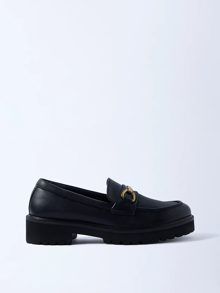 LUNA BLU Black Metal-Detailed Chunky Loafers - Image 2