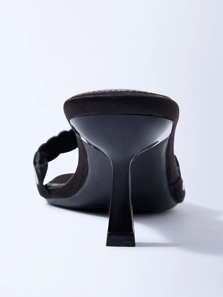 LUNA BLU Black Mirror-Detailed Heel Sandals - Image 3