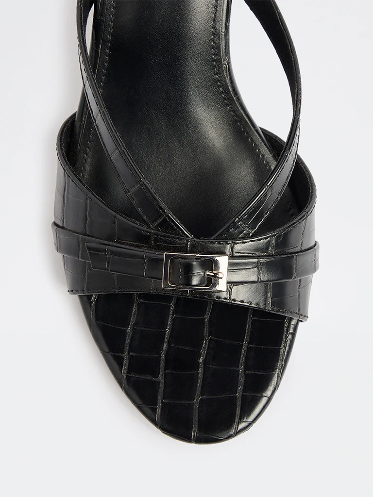 LUNA BLU Black Multi-Strap Heel-Sandals - Image 4