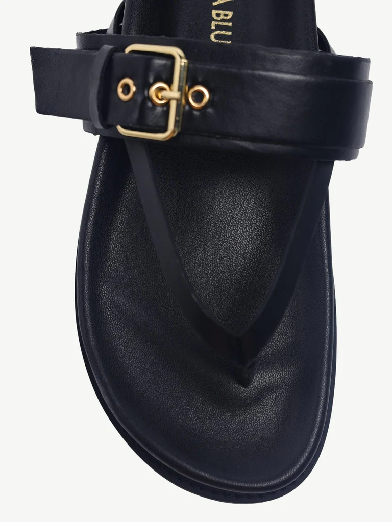 LUNA BLU Black Side Buckle Comfort Sandals - Image 3