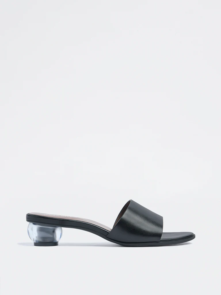 LUNA BLU Black Solid Heel Sandals - Image 2