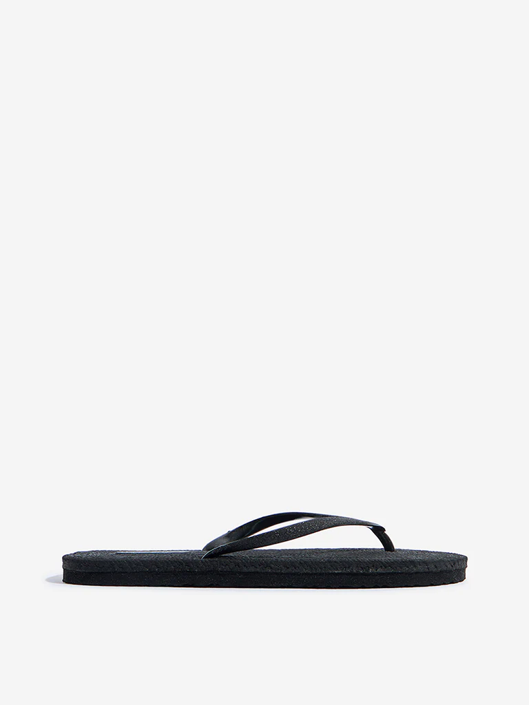 LUNA BLU Black Textured Flip-Flops - Image 3