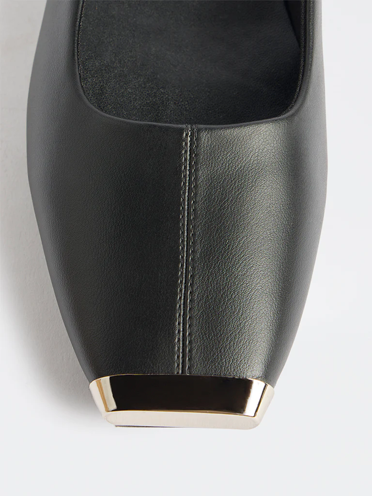 LUNA BLU Black Top Square Toe Loafers - Image 4