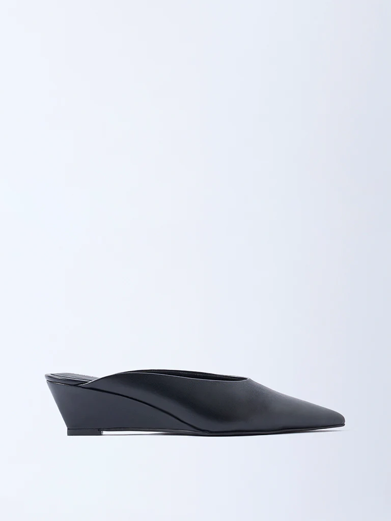 LUNA BLU Black Wedge-Heel Mules - Image 3