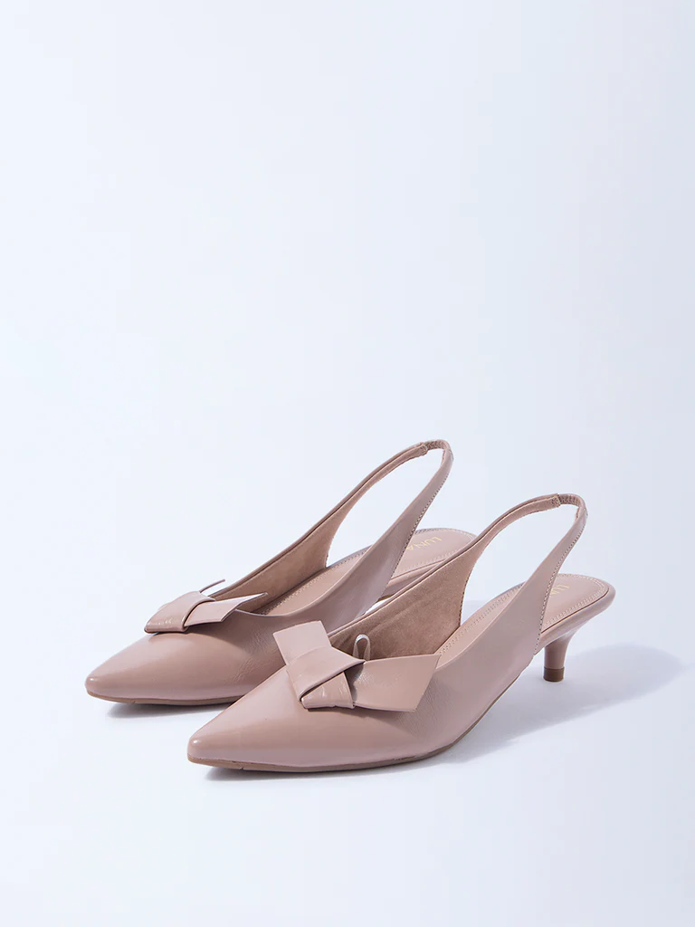 LUNA BLU Blush Pink Bow-Detailed Slingback Mules - Image 2