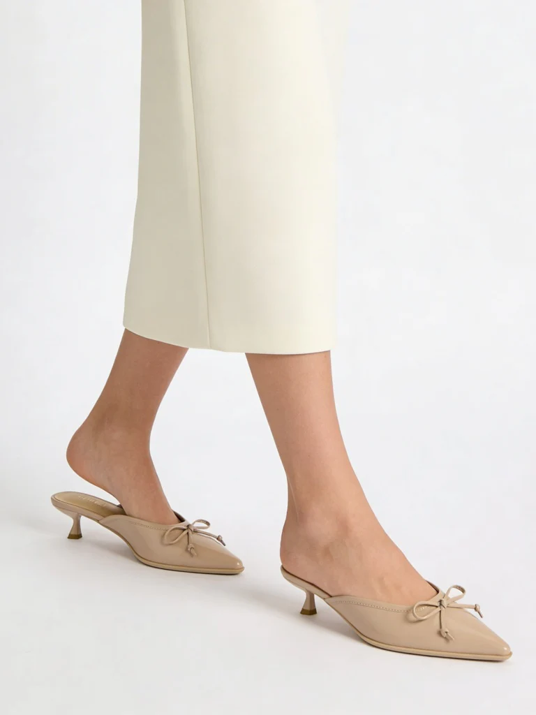 LUNA BLU Blush Solid Bow-Detailed Mules