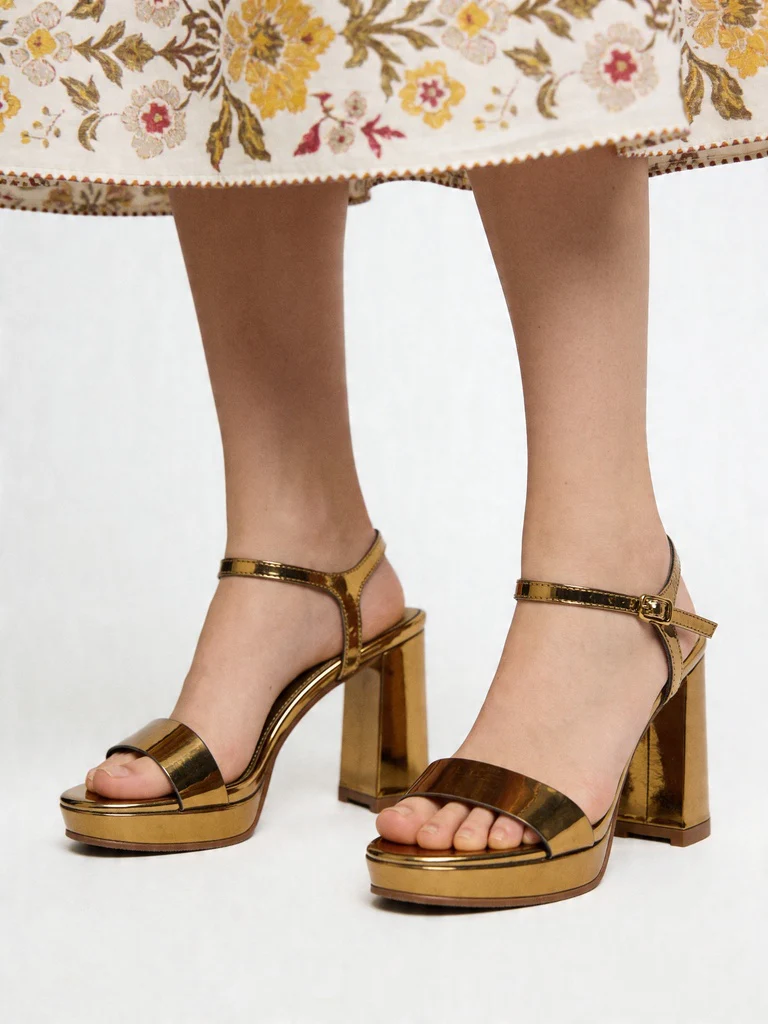 LUNA BLU Bronze Metallic Heeled Sandals - Image 2