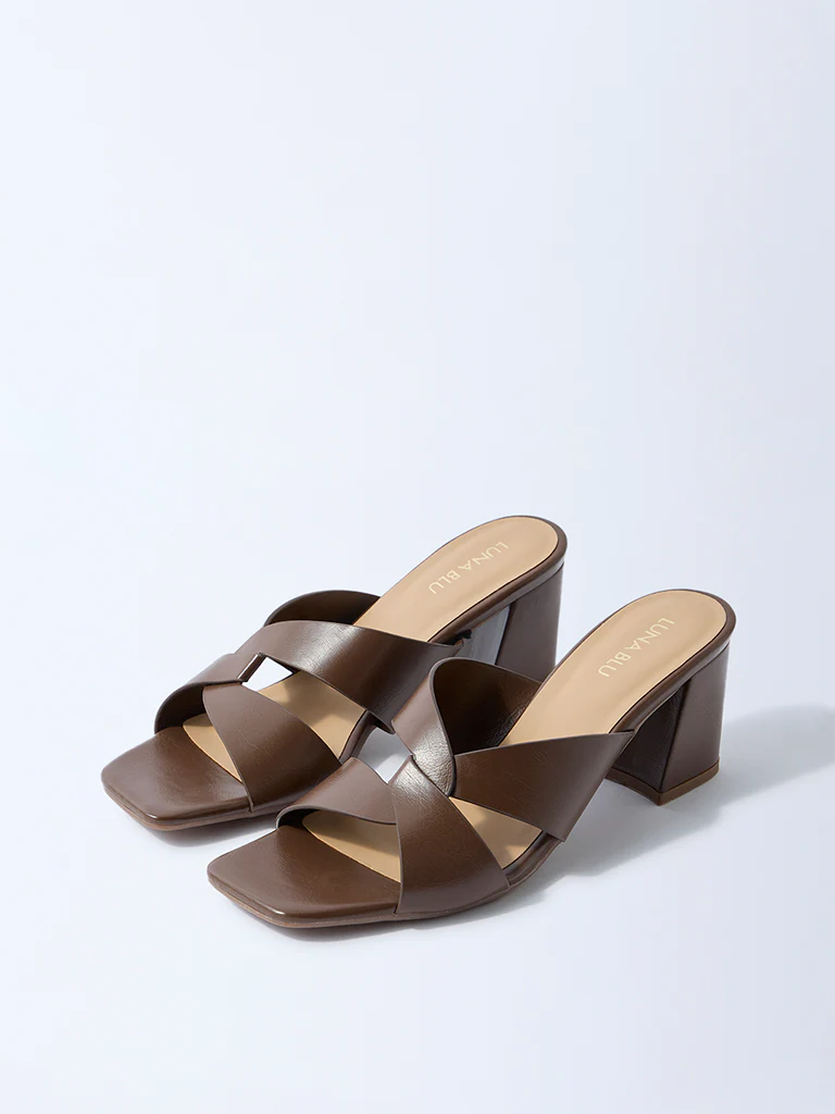 LUNA BLU Brown Block-Heel Sandals - Image 2