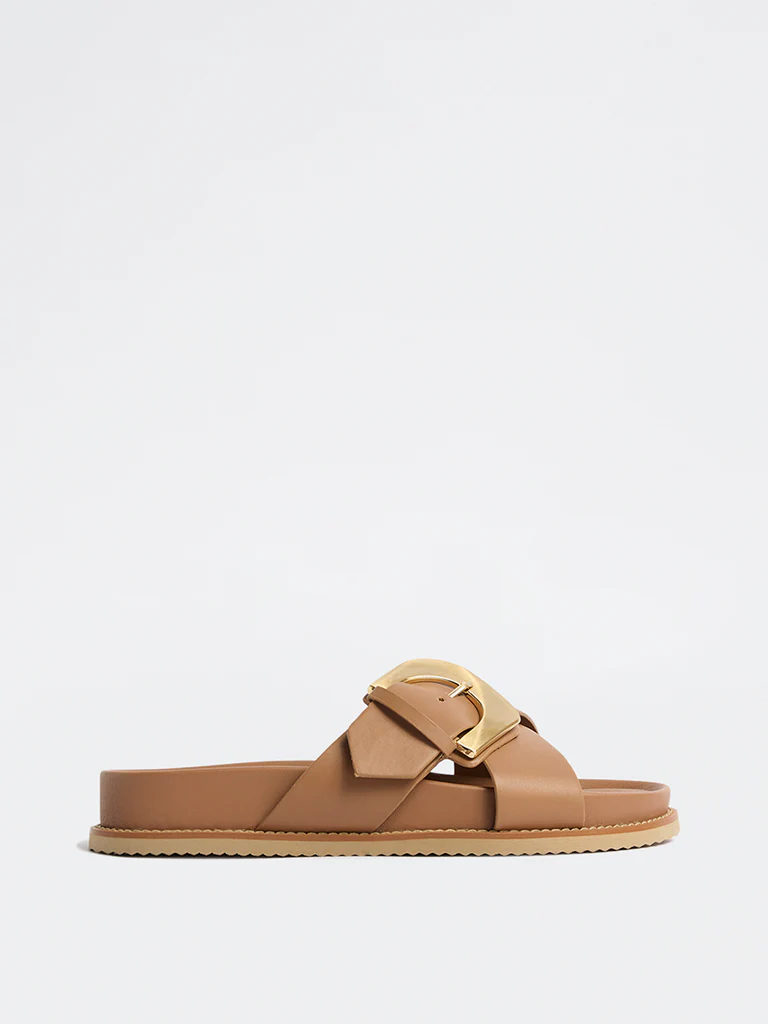 LUNA BLU Brown Buckle-Detailed Comfort Sandals - Image 2