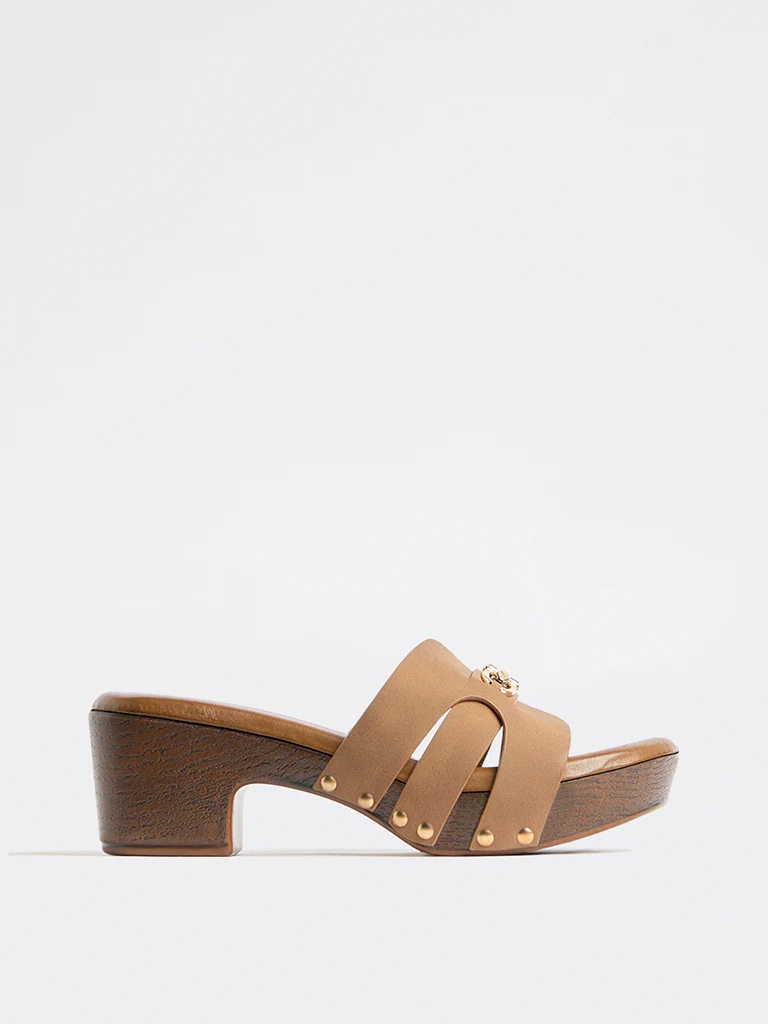 LUNA BLU Brown Hardware-Detailed Platform-Heel Sandals - Image 4