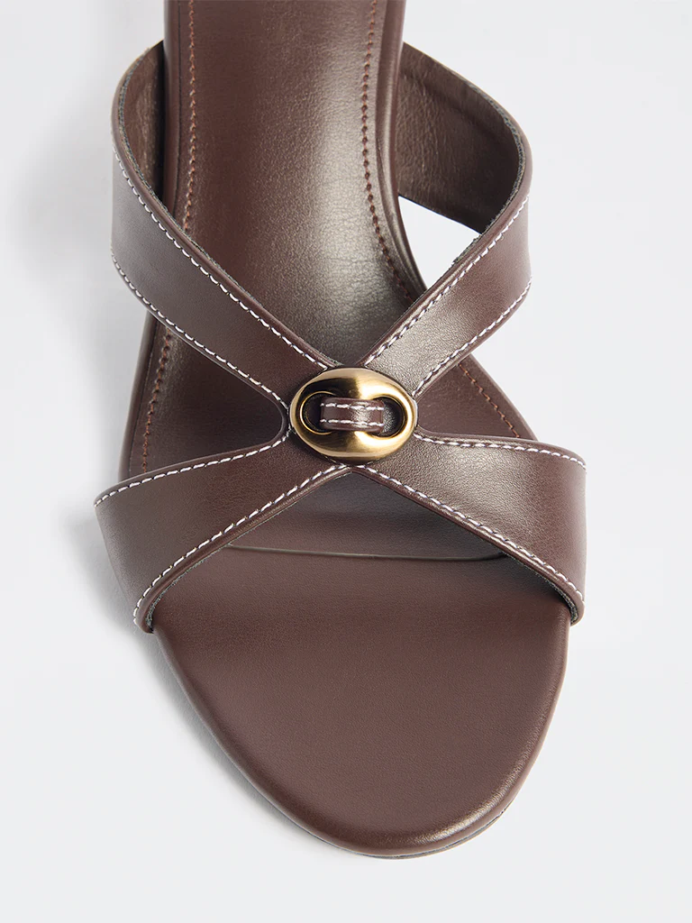 LUNA BLU Brown Hardware Detailed Strap Sandals - Image 3