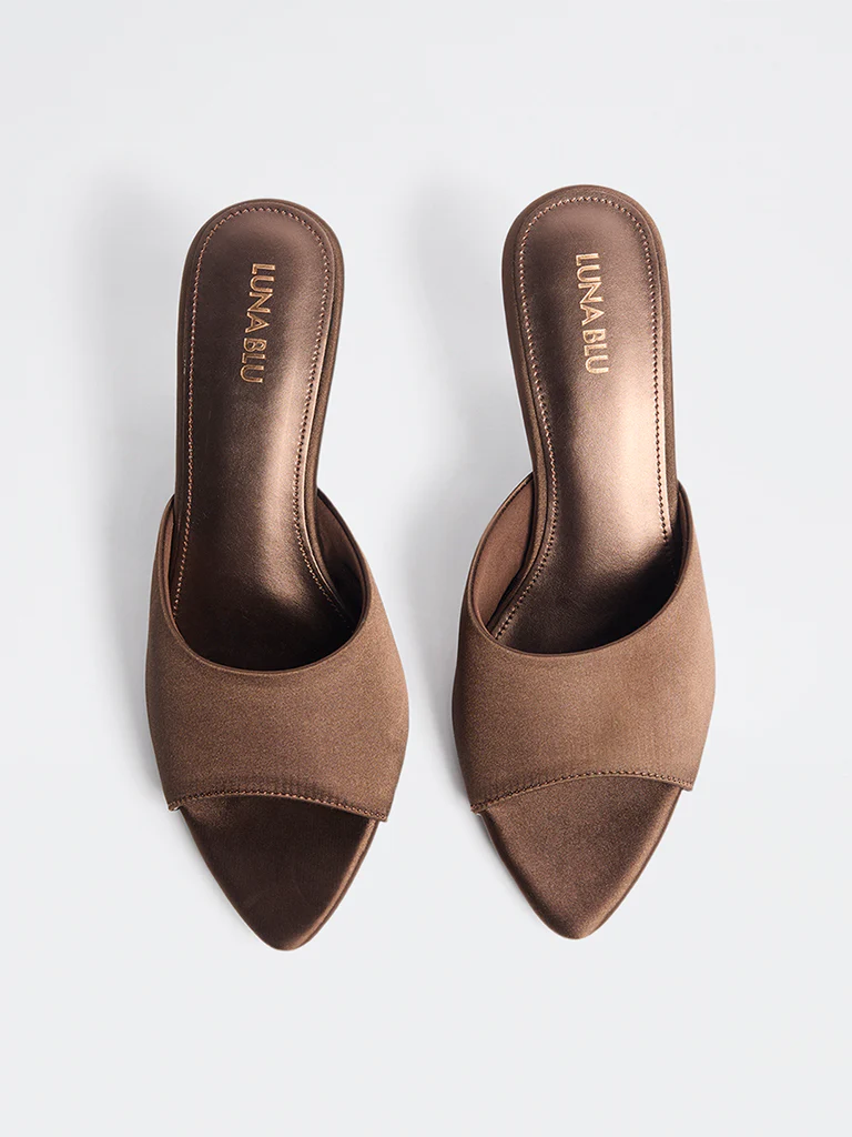 LUNA BLU Brown Mule Heel Sandals - Image 2