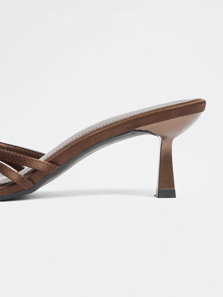 LUNA BLU Brown Multi-Strap Floral Heel Sandals - Image 4
