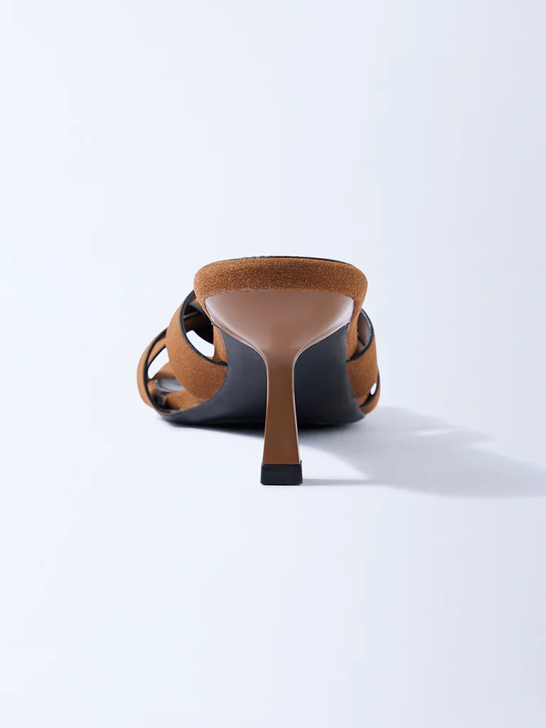 LUNA BLU Brown Multi-Strap Heel Sandals - Image 3