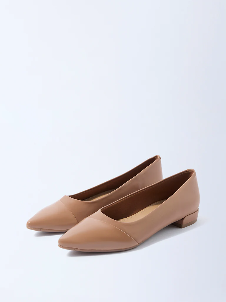 LUNA BLU Brown Pointed Toe Ballerinas - Image 2