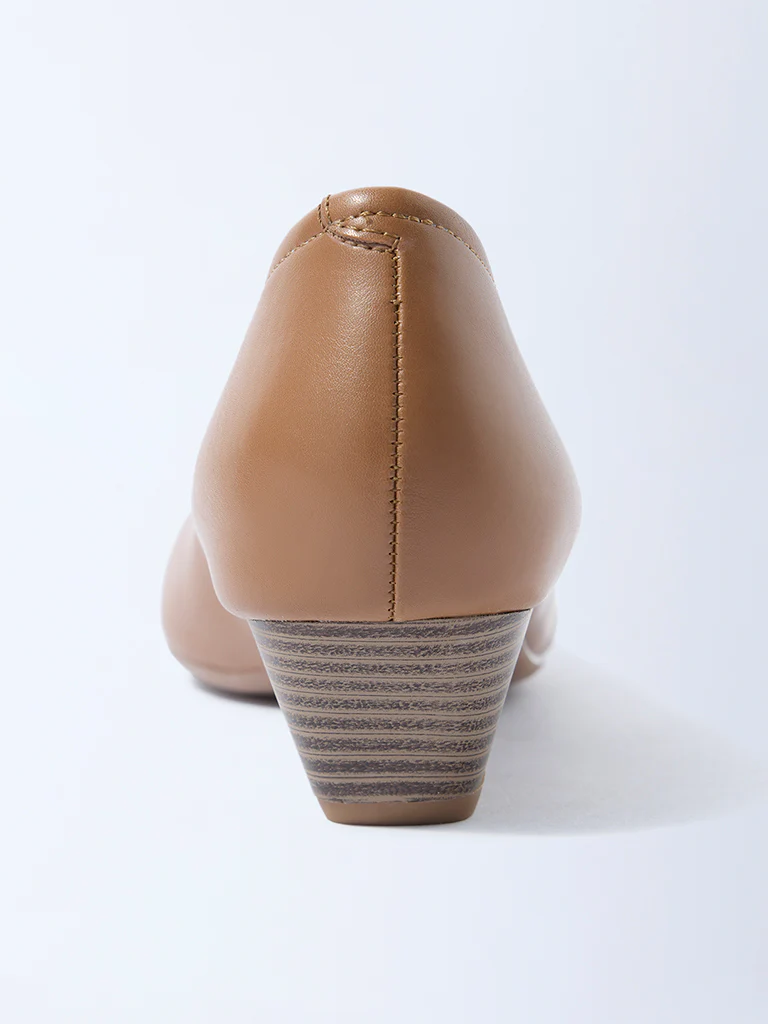 LUNA BLU Brown Solid Pump Shoes - Image 3