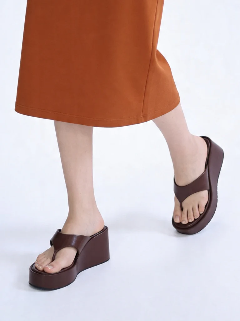 LUNA BLU Brown Thong-Strap Wedge Sandals - Image 2