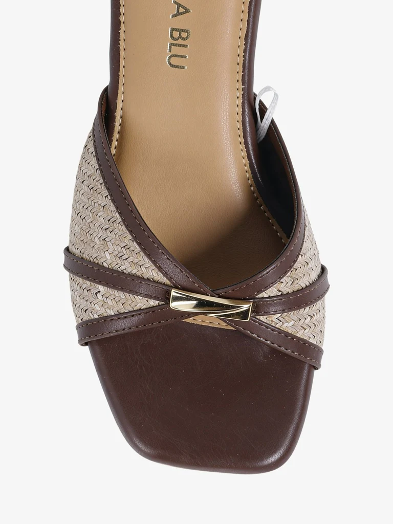 LUNA BLU Brown Trim Detail Wedge Mules - Image 3
