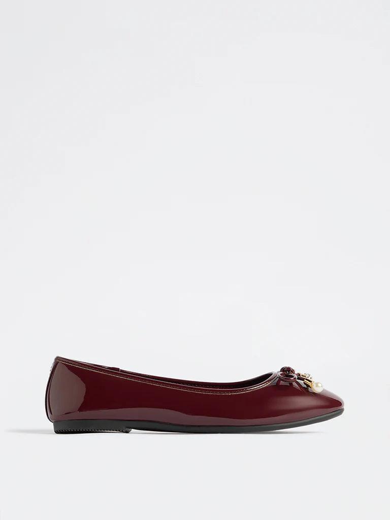 LUNA BLU Burgundy Bow-Detailed Ballerinas - Image 2