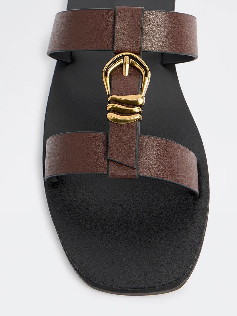 LUNA BLU Burgundy Metallic Detailed Slides - Image 3