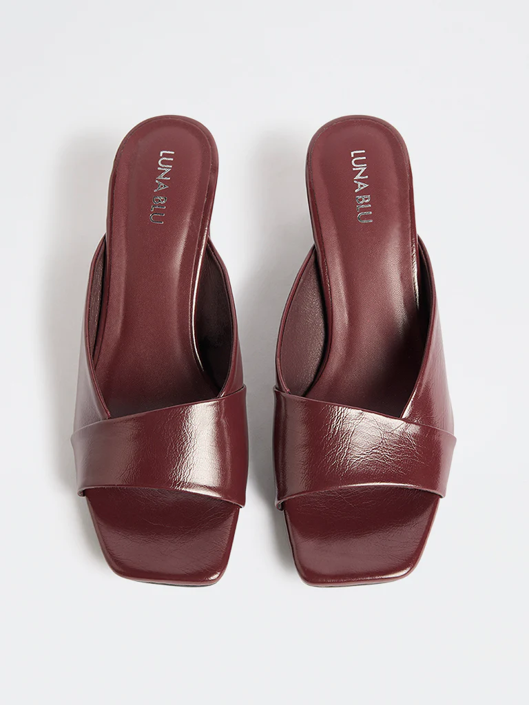 LUNA BLU Burgundy Mule-Heel Sandals - Image 3