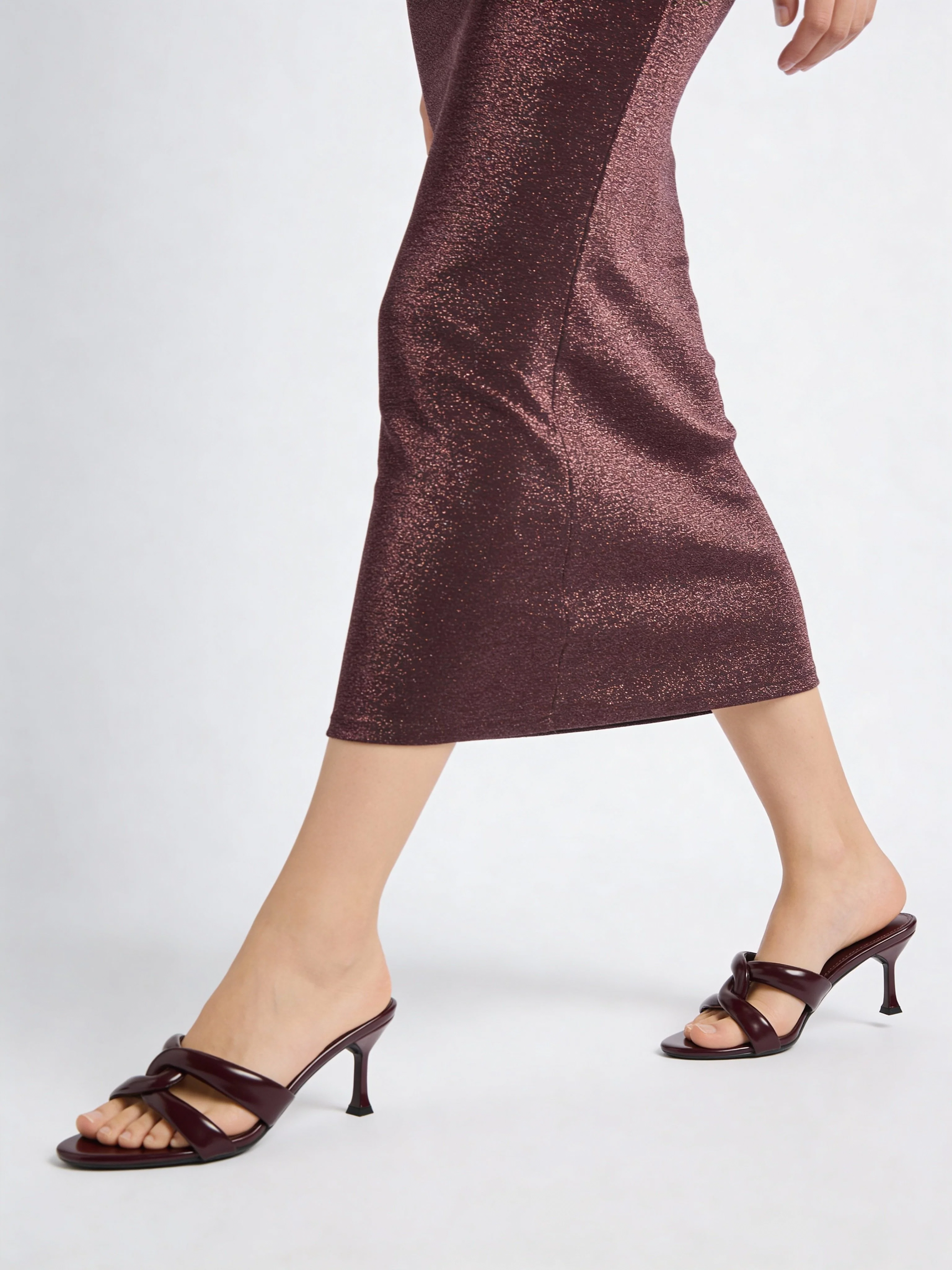 LUNA BLU Burgundy Mule Heel Sandals