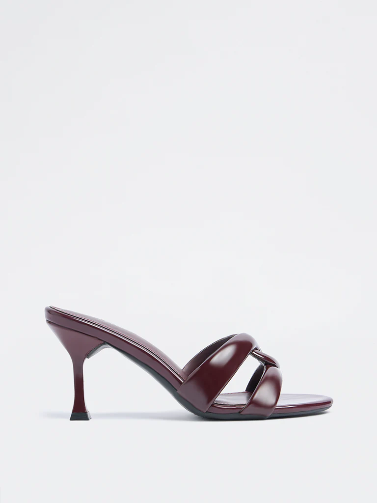 LUNA BLU Burgundy Mule Heel Sandals - Image 2