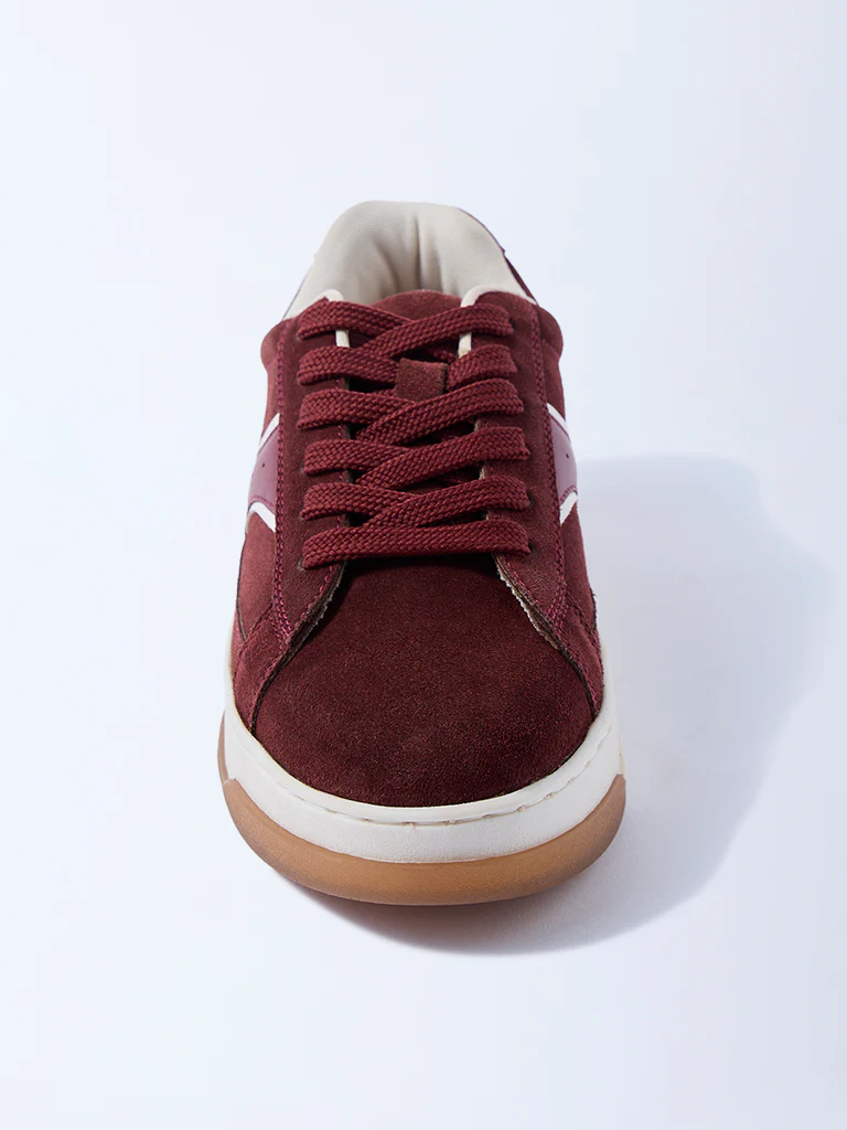 LUNA BLU Burgundy Suede Lace-Up Sneakers - Image 3