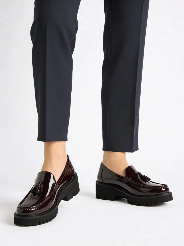 LUNA BLU Burgundy Tassel-Detailed Chunky Loafers