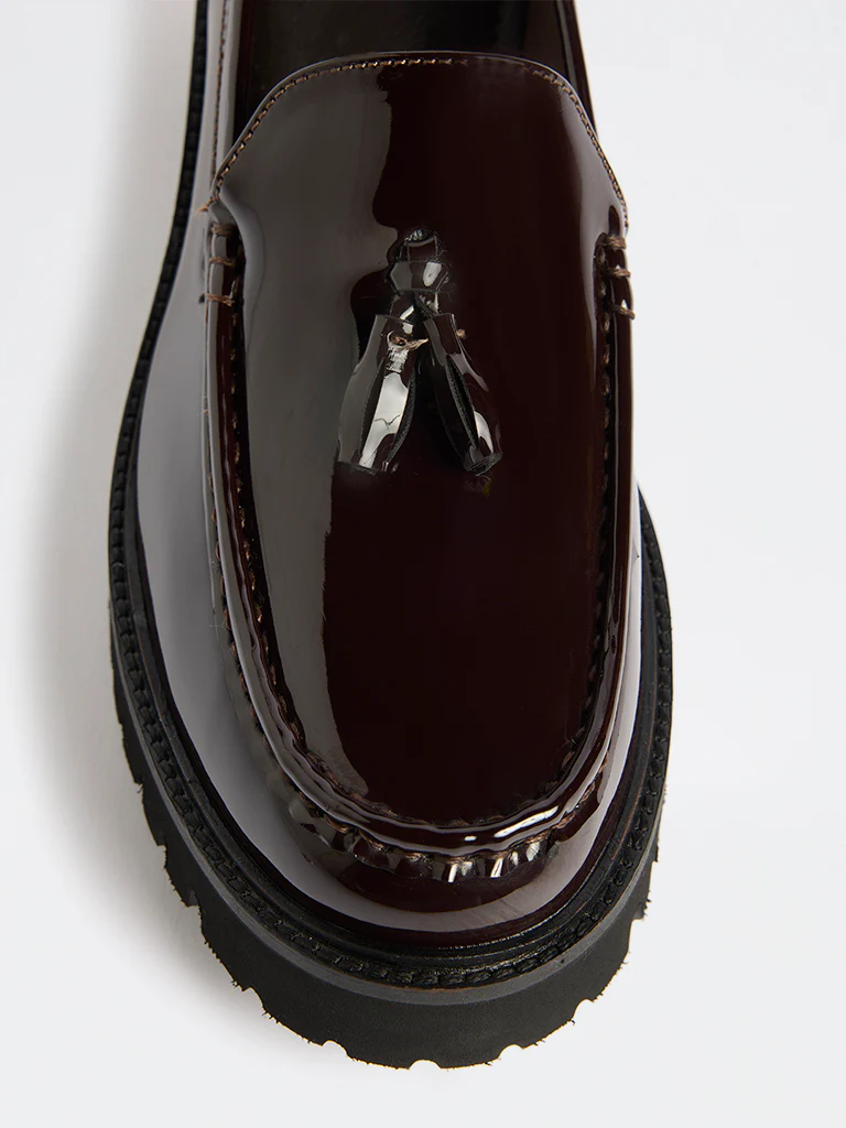 LUNA BLU Burgundy Tassel-Detailed Chunky Loafers - Image 4