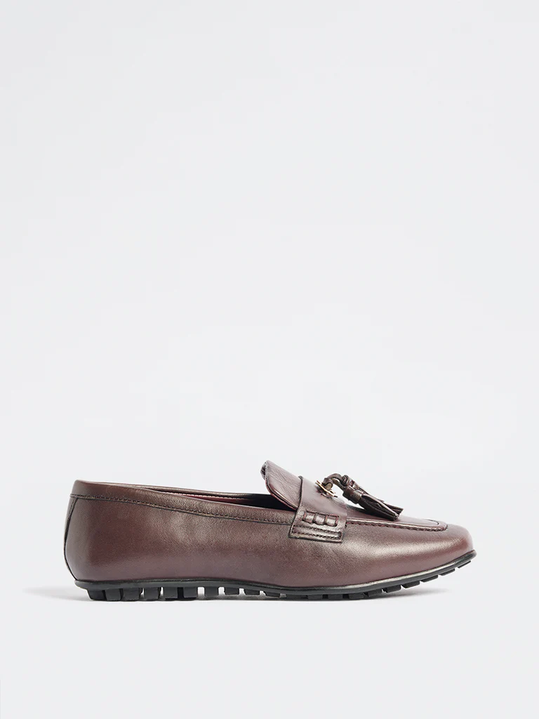 LUNA BLU Burgundy Tassel-Detailed Loafers