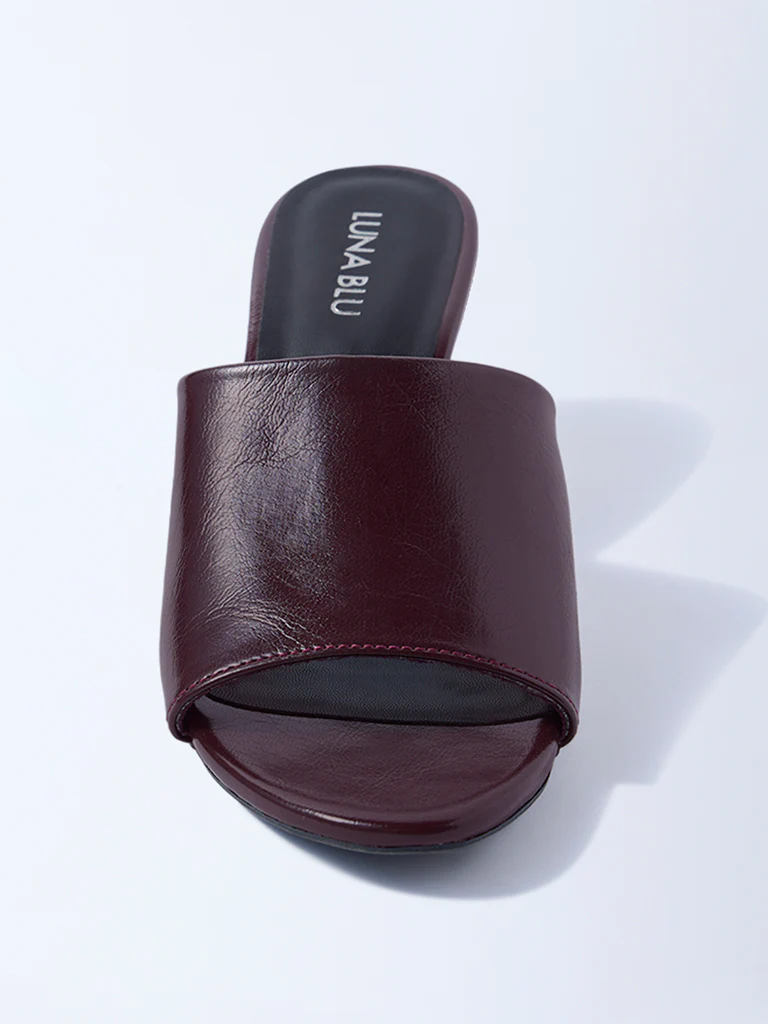 LUNA BLU Burgundy Wedge-Heel Sandals - Image 3