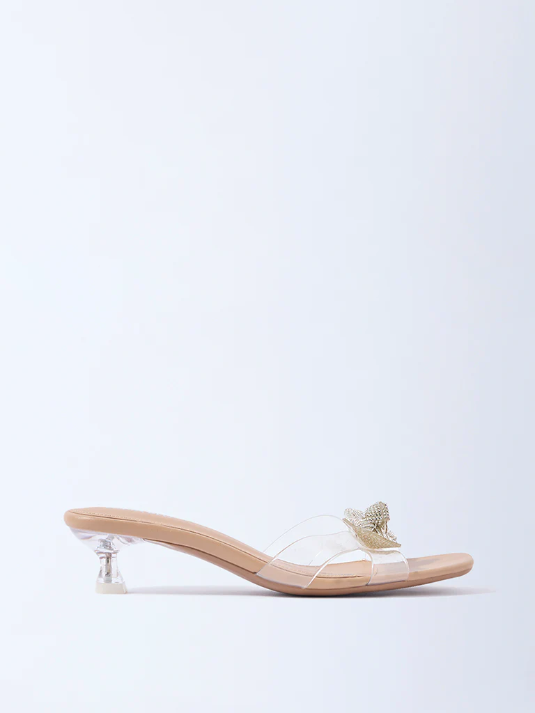 LUNA BLU Clear Embellished Bow Kitten-Heel Sandals - Image 2