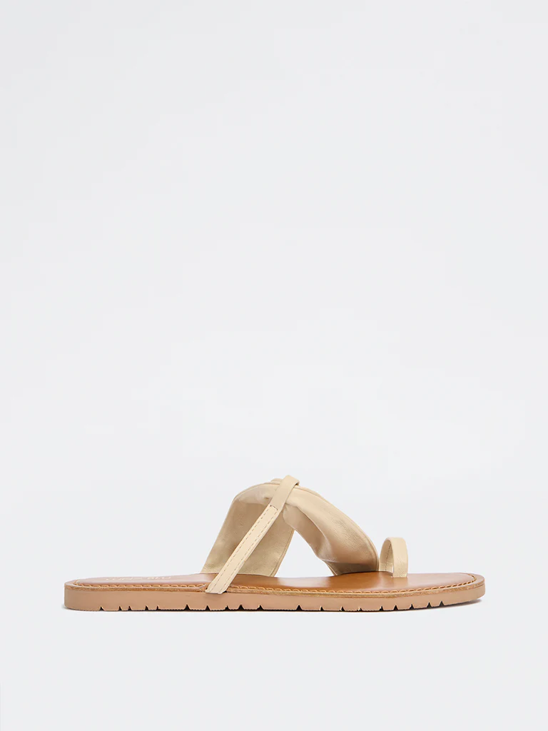 LUNA BLU Cream Knot-Detail Slides