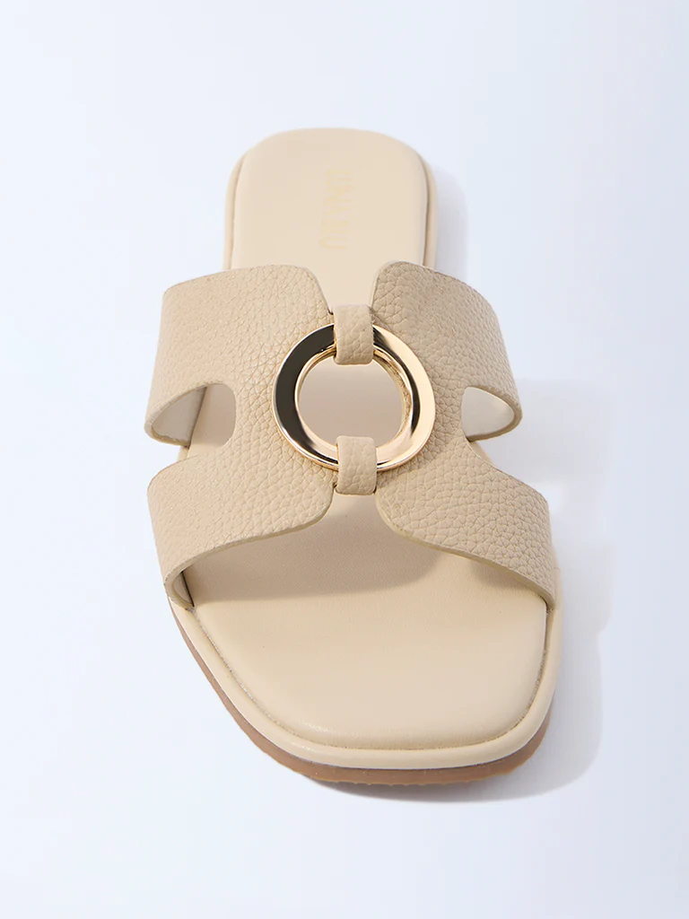 LUNA BLU Cream Metal-Detailed Slides - Exclusive - Image 3