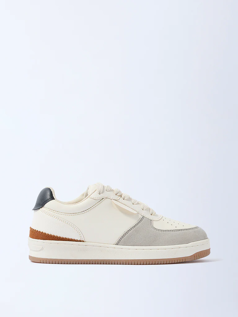LUNA BLU Cream Perforated Suede Sneakers
