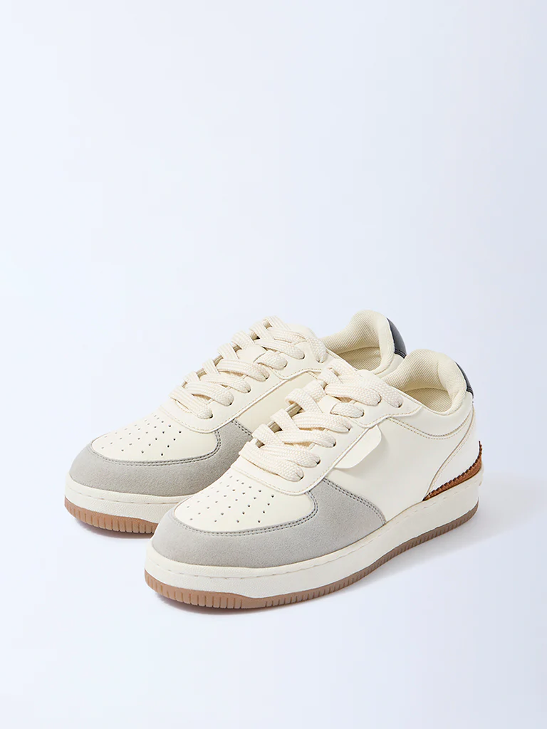 LUNA BLU Cream Perforated Suede Sneakers - Image 2