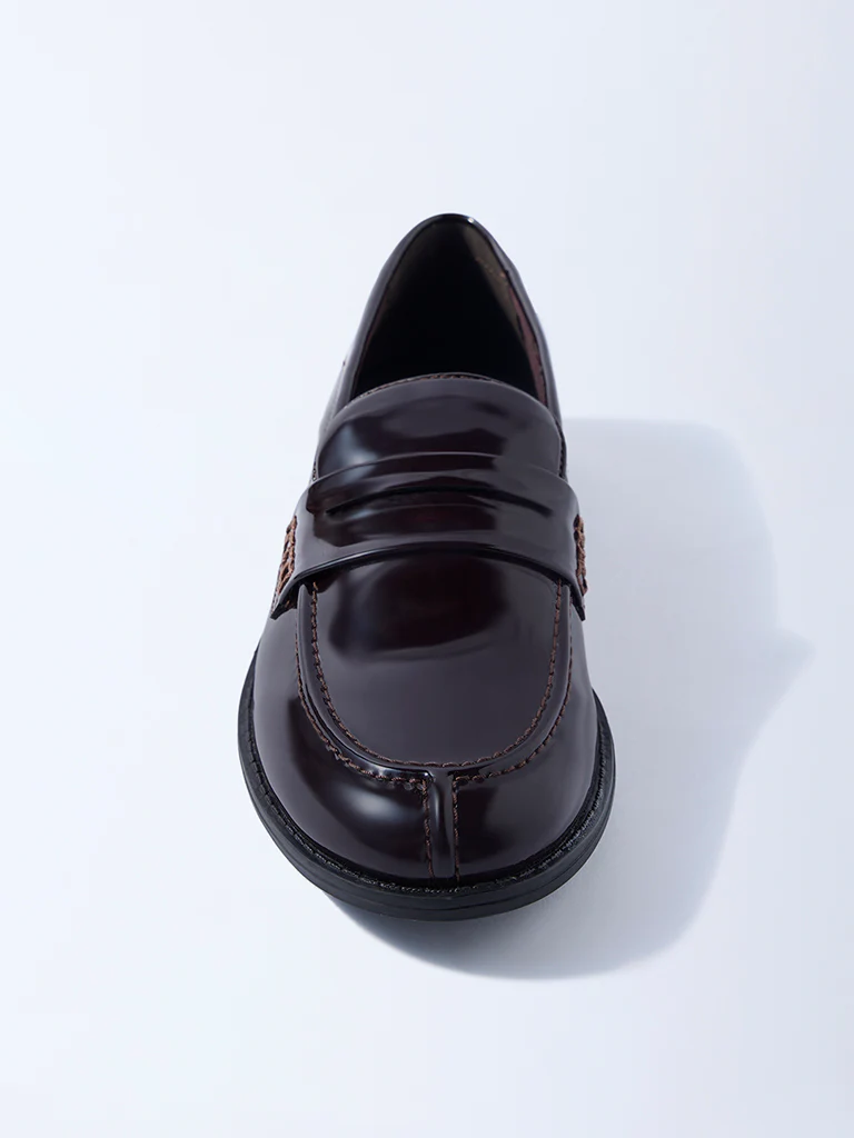 LUNA BLU Dark Brown Glossy Saddle Loafers - Image 3